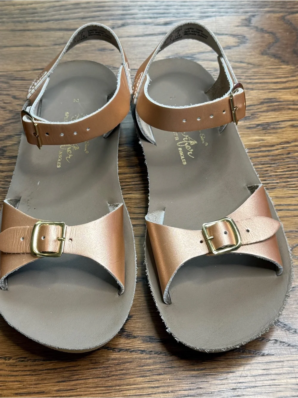 Sun San Surfer Salt Water Girls Sandals Rose Gold Copper Color Size 2